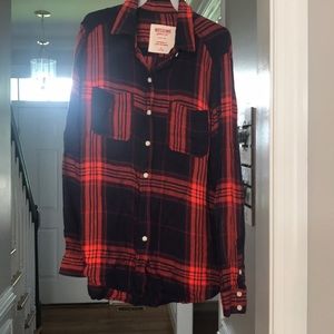 Sale! Plaid shirt, navy blue/red/orange, boyfriend